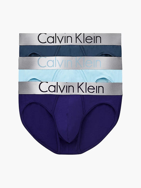 Calvin Klein Steel Cotton 3 Pack Hip Briefs, Hemisphere/Hydrangea/Purp |  Trunks and Boxers