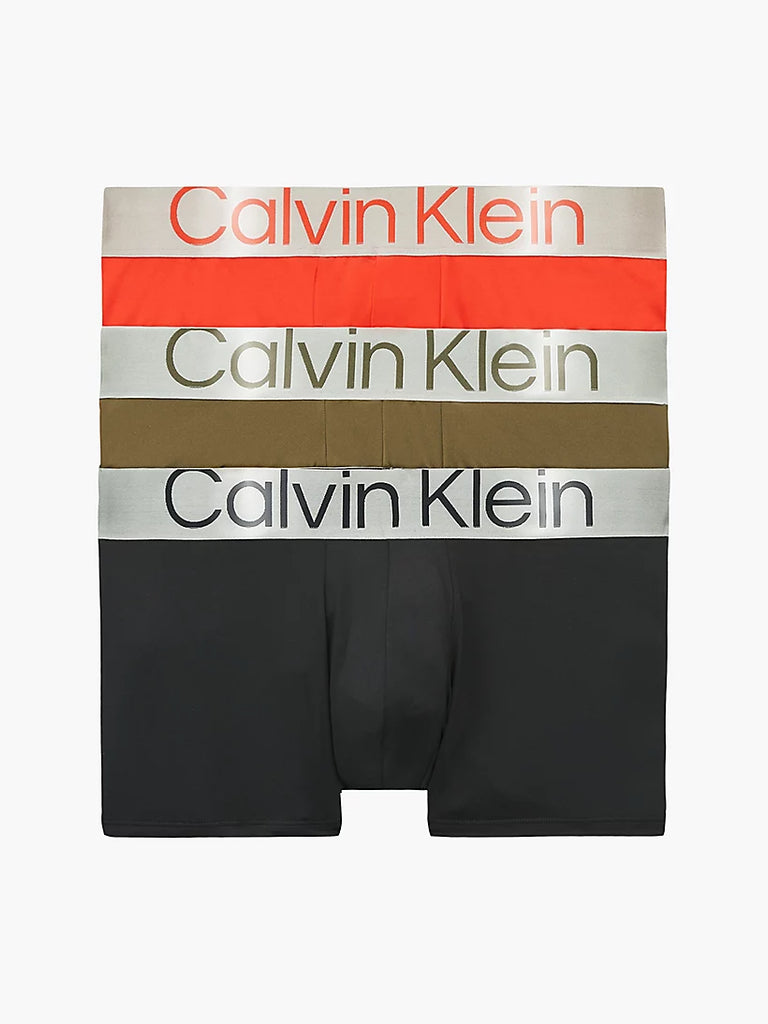 Calvin Klein Steel 3 Pack Low Rise Trunk Mid Blue/Signature Blue/Clay -  Accessories from Michael Stewart Menswear UK