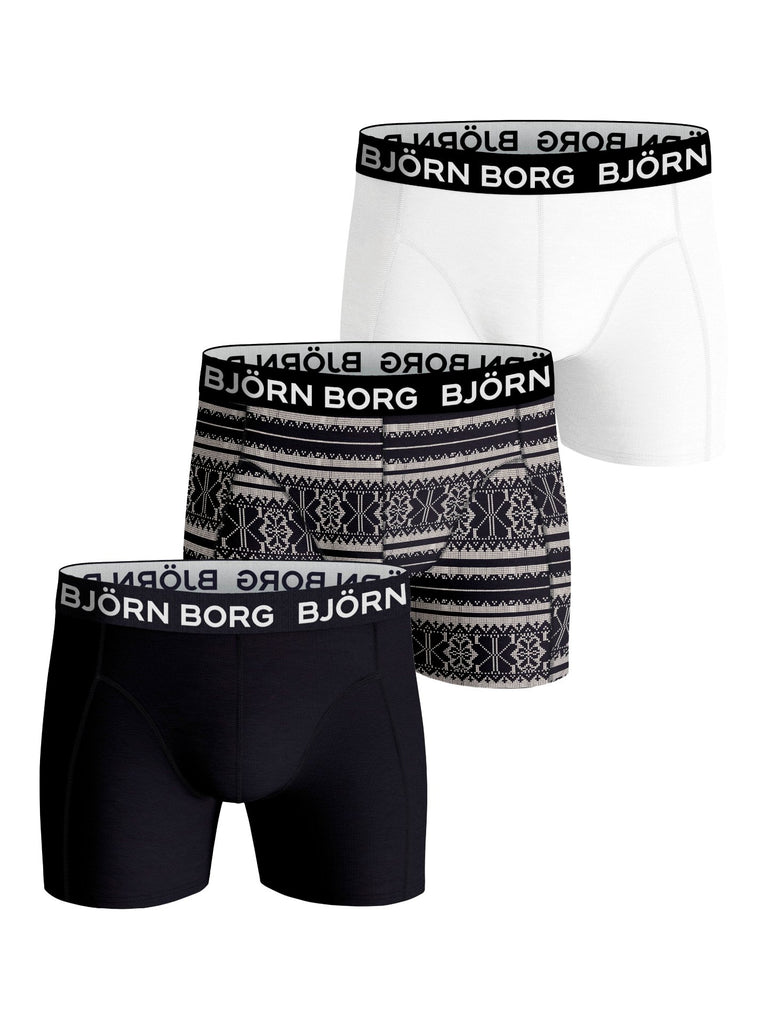 Björn Borg 3 Pack Essential Boxer - White/Blue/Print – Trunks and