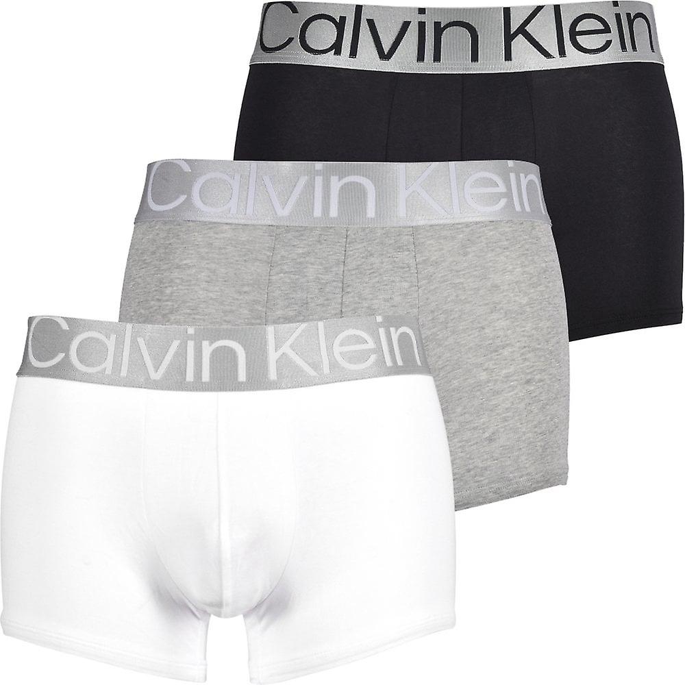 Calvin Klein 3 Pack Trunks - Steel Cotton - Black / White / Grey Heath |  Trunks and Boxers