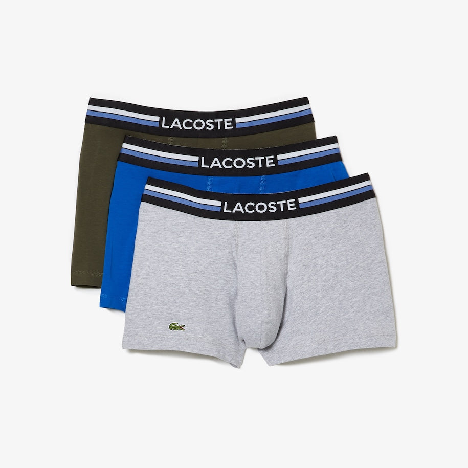Lacoste - 3 Pack Iconic Trunks With Three-Tone Waistband - Blue