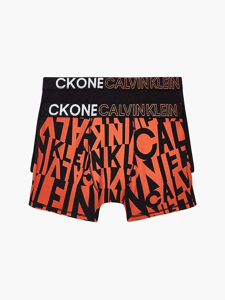 Calvin Klein 2 Pack Organic Cotton Boys Trunks - CK ONE ( Orange