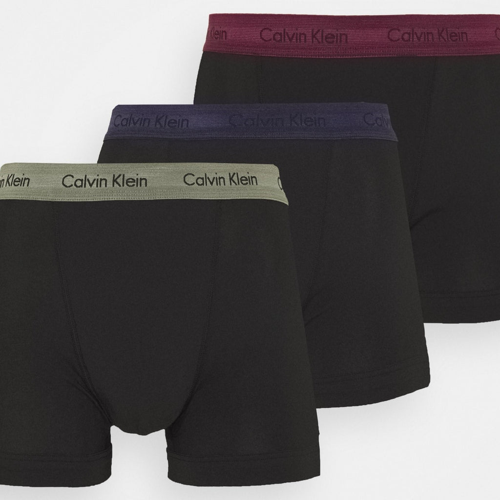 Calvin Klein 3 Pack Cotton Stretch Trunks Men's - Black WB Blue / Wild |  Trunks and Boxers