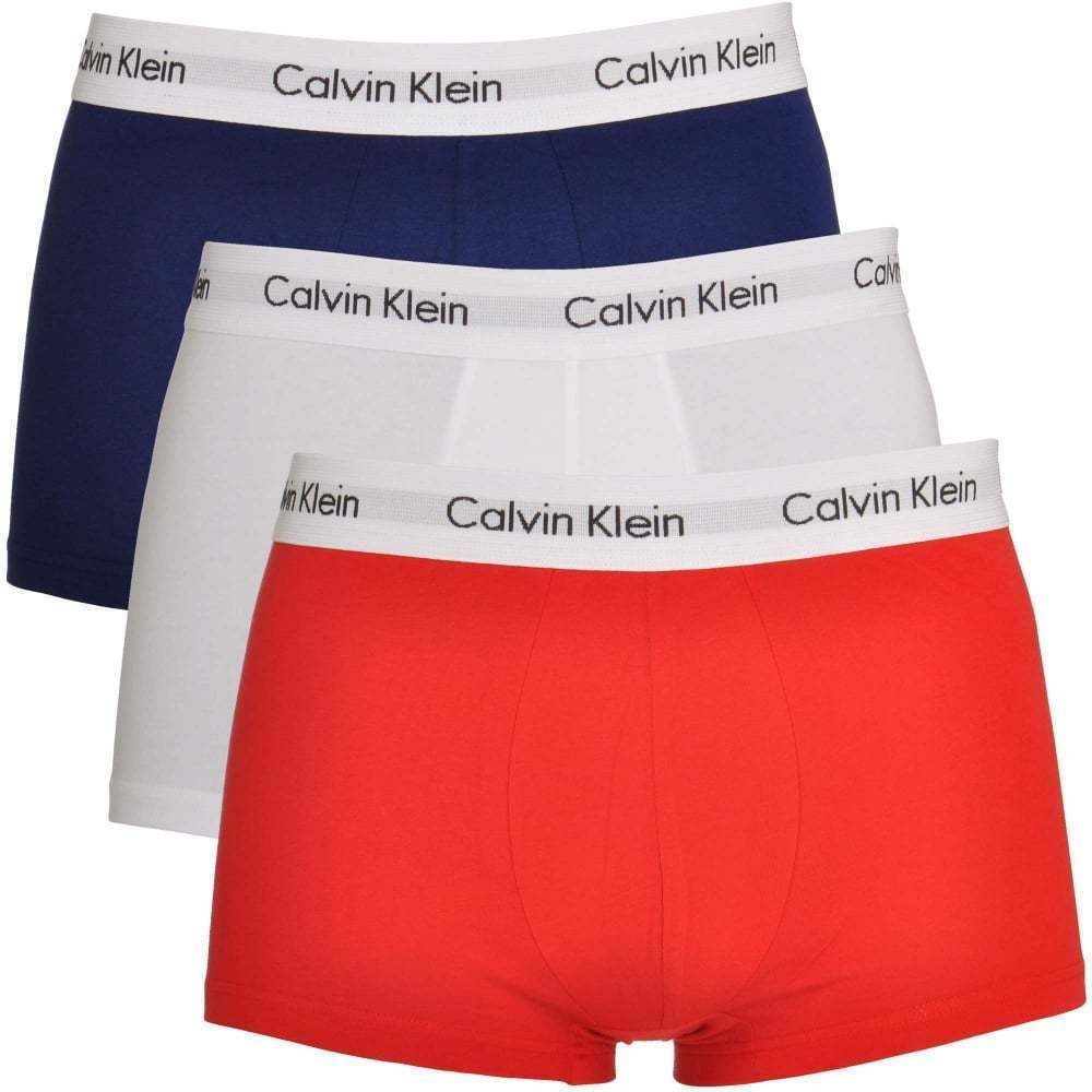 Calvin Klein 3 Pack Cotton Stretch – Low Rise Trunks White / Red / Nav |  Trunks and Boxers