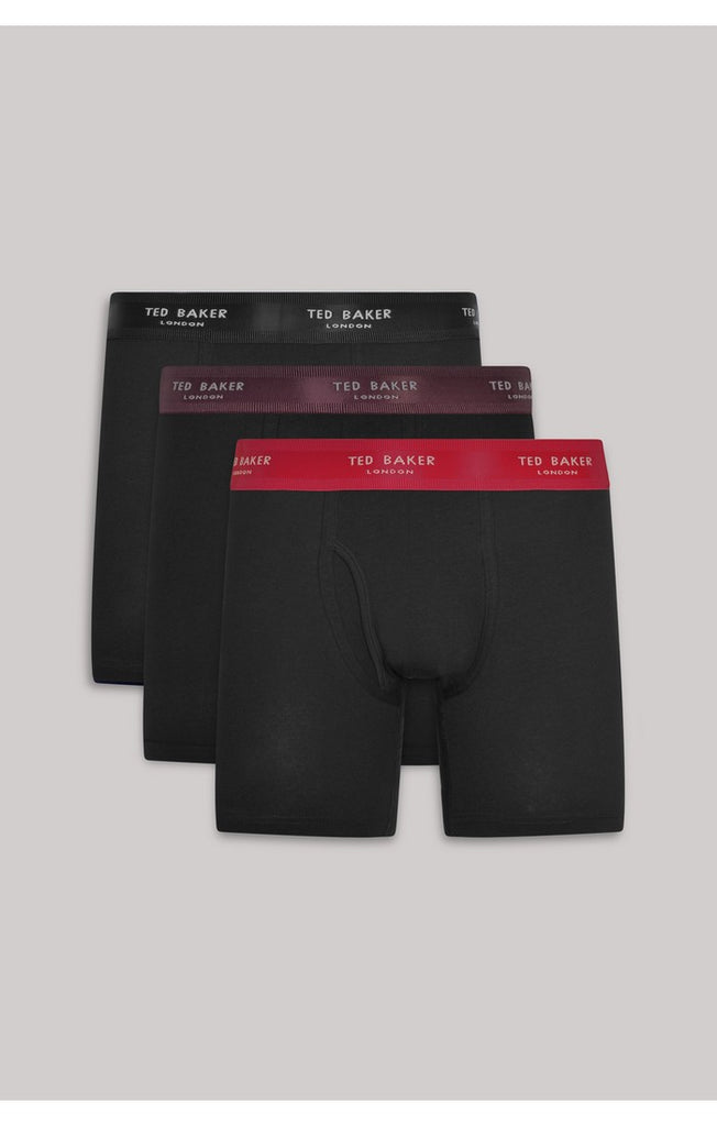 Ted Baker 3 Pack Cotton Stretch Solid Boxer Briefs - Black – Trunks and  Boxers