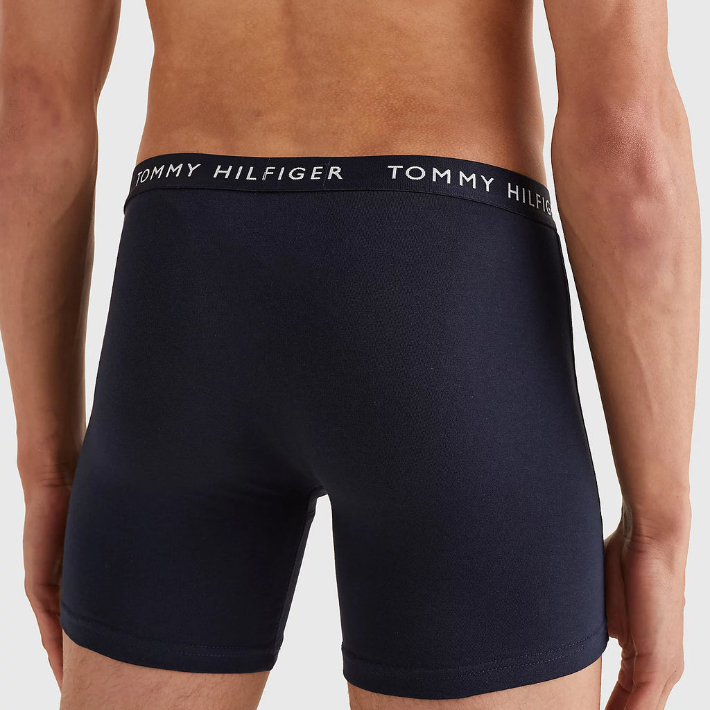 Tommy Hilfiger 3- Pack Logo Boxer Briefs - Prim Red/White/Desert Sky | Trunks and