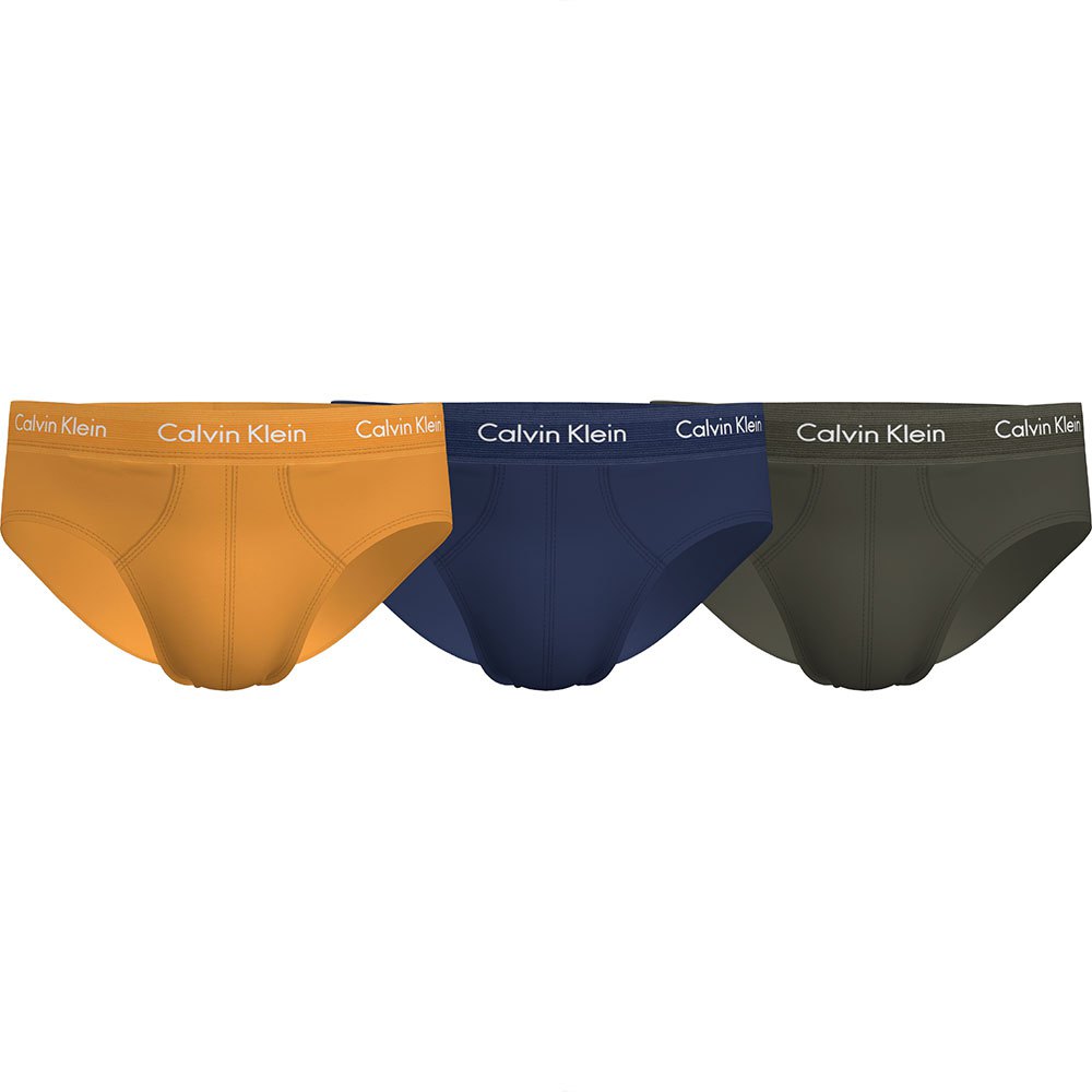 Calvin Klein 3 Pack Cotton Stretch Hip Briefs - Orange / Blue Shadow / |  Trunks and Boxers