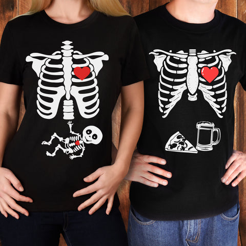 Mom Skeleton and Dad Skeleton Halloween T-shirts - Amazing Faith Designs