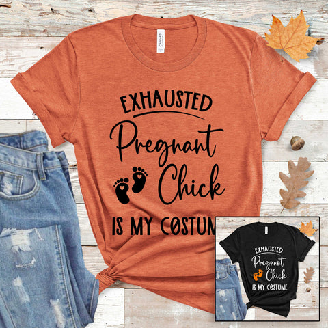 Exhausted Pregnant Chick Halloween Pregnancy T-shirt - Amazing Faith Designs