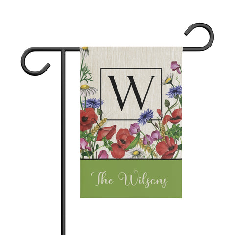 Personalized Monogram Family Name Summer Flowers Garden Banner