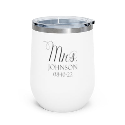 Mr. And Mrs. Personalized Name 12oz Insulated Wine Tumbler | Wedding Engagement Bridal Shower Gift