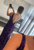 Load image into Gallery viewer, Mermaid Deep V Neck Pink Sequins Long Prom Dress
