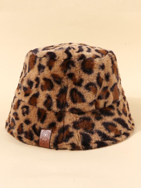 Leopard Pattern Fluffy Bucket Hat
