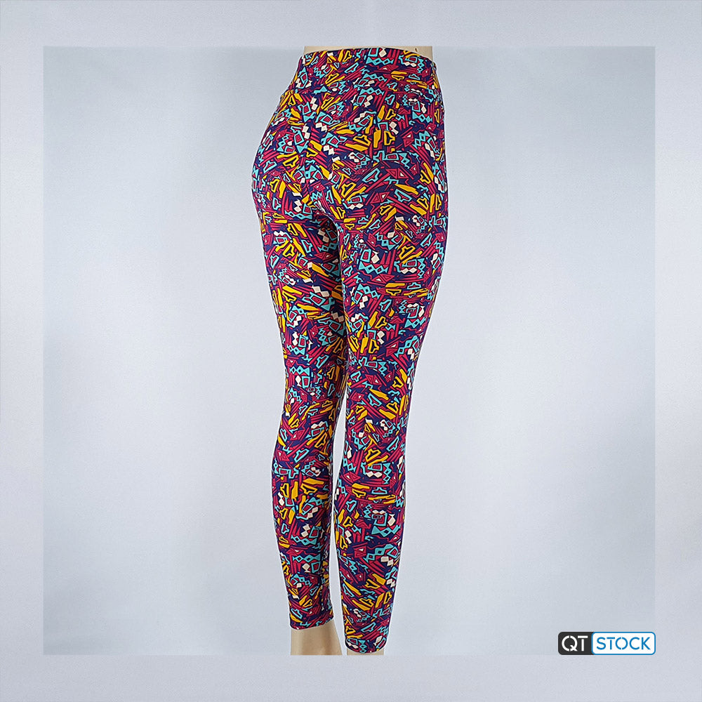 New Lularoe One Size Leggings With Multi-Color Abstract Design