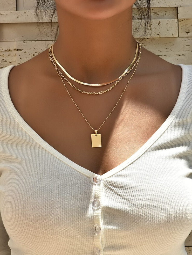 Geometric Charm Layered Necklace - Lady Like Jewelry – Fashion Accessories