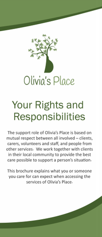 Image of the front page of the Client Rights & Responsibilities Brochure. Plain with text