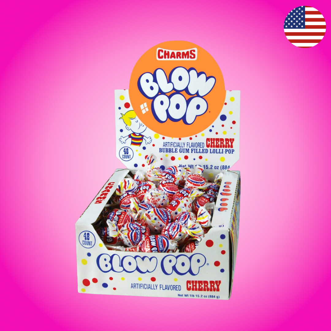 USA Charms Blow Pop Cherry Flavour Lollipop 18.4g