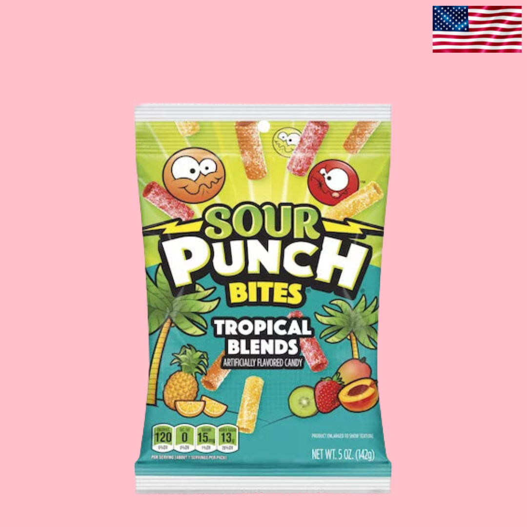 USA Sour Punch Bites Tropical Blends Peg Bag 142g