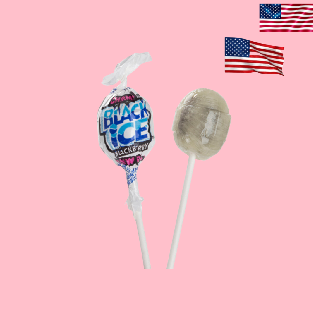 USA Charms Blow Pop Black Ice Blackberry Flavour Lollipop 18.4g