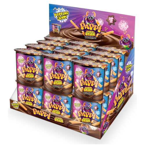 Pappi Hazelnut Cream and Popping Candy with Sticks 55g