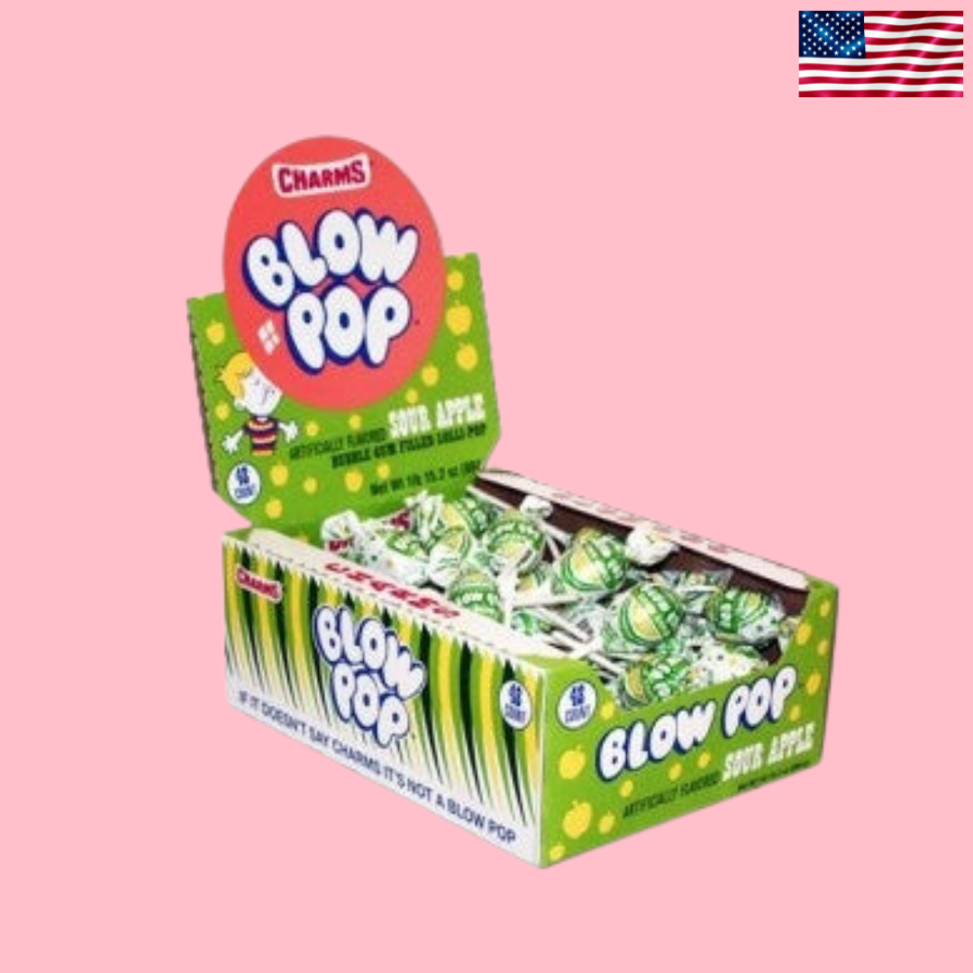 USA Charms Blow Pop Sour Apple Flavour Lollipop 18.4g