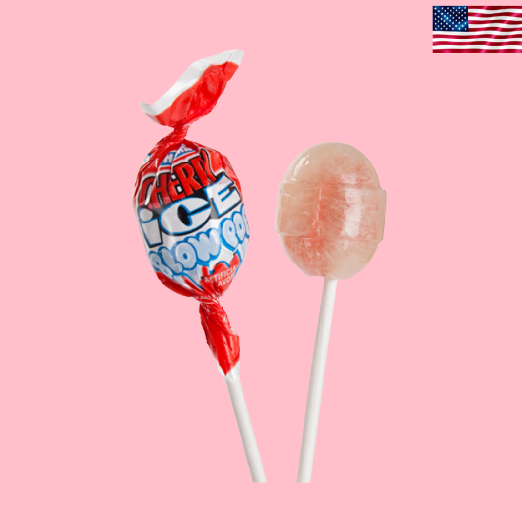 USA Charms Blow Pop Cherry Ice Flavour Lollipop 18.4g