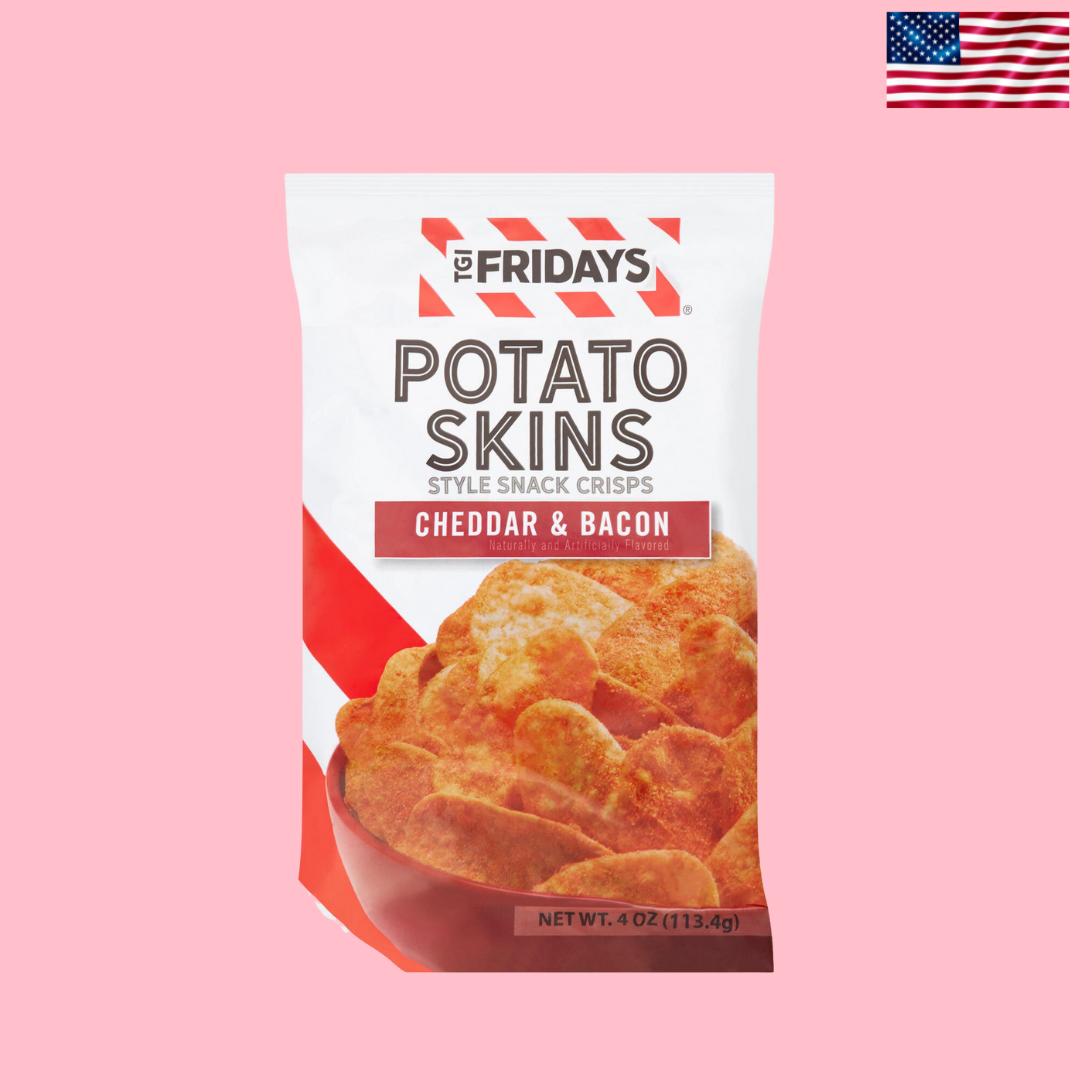USA TGI Fridays Cheddar and Bacon Potato Skin Chips 113g
