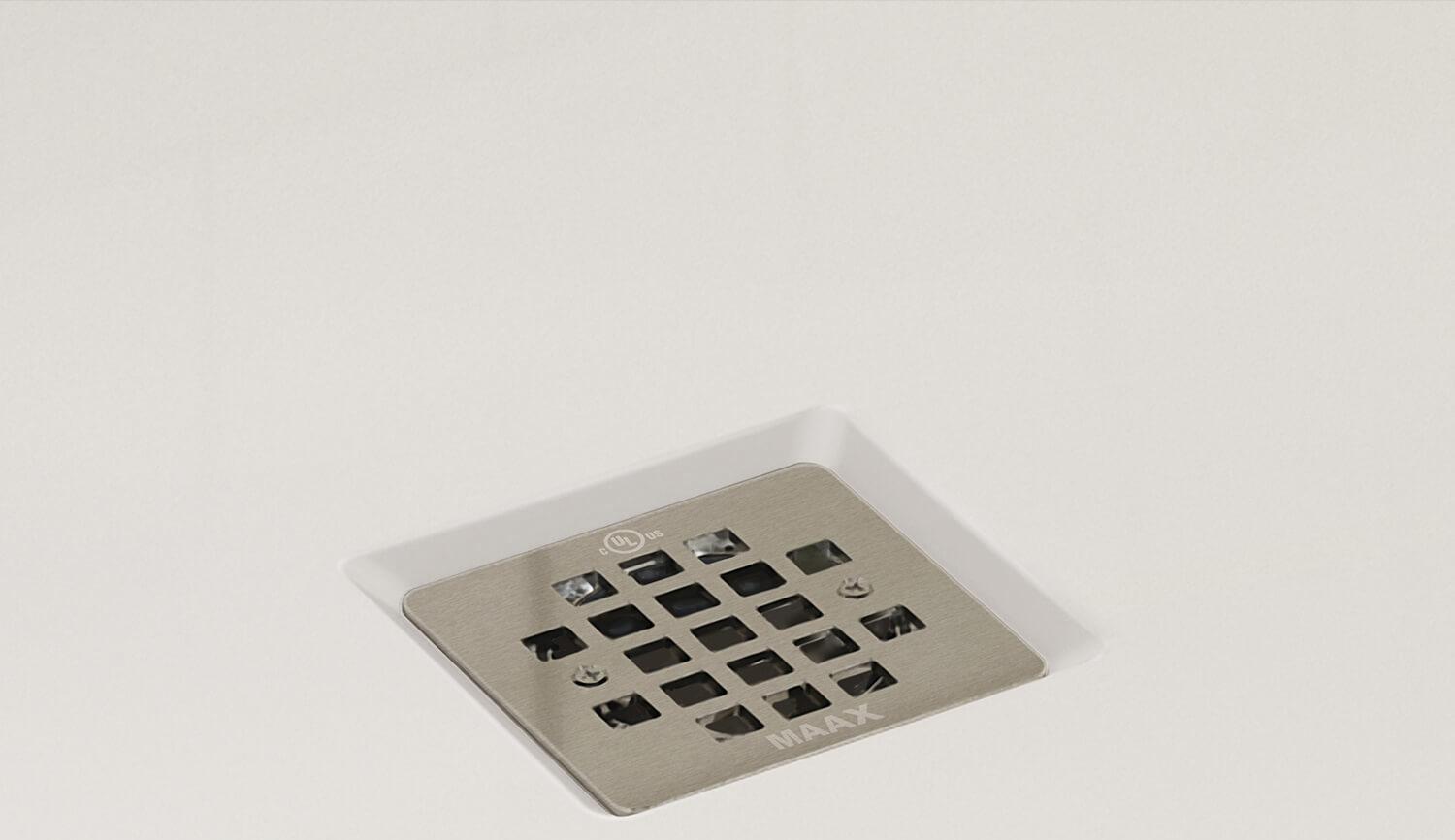 B3Square 6036 Center Drain Alcove Shower Base - White 420006-501-001-102 Maax - Image 3