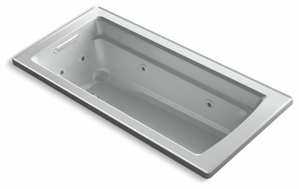 Archer 66" x 32" Drop-In Heated Whirlpool Tub - Ice Grey 1949-H-95 Kohler