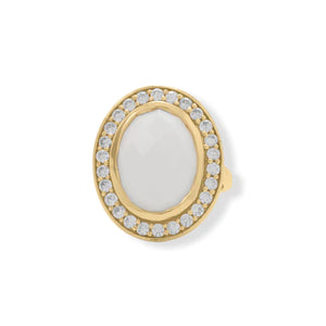 White Agate and CZ Cocktail Ring - MUVALEE