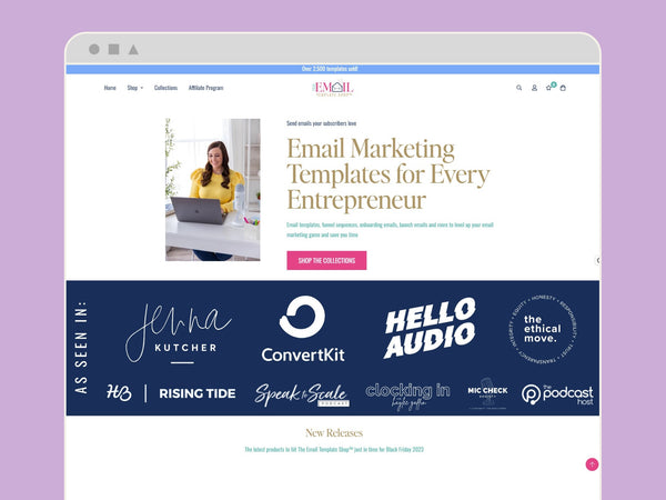 Digital Product Shop Examples - The Email Template Shop