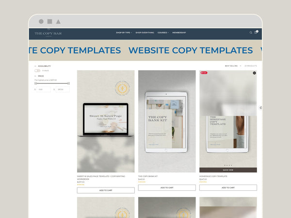 The Copy Bar: Digital Product Shop built with Shopify