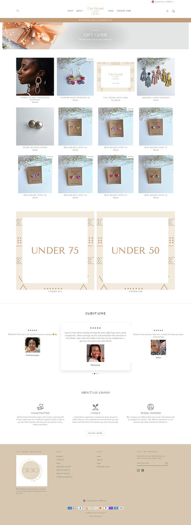 Uju Lwami Creations Shopify Landing Page snapshot