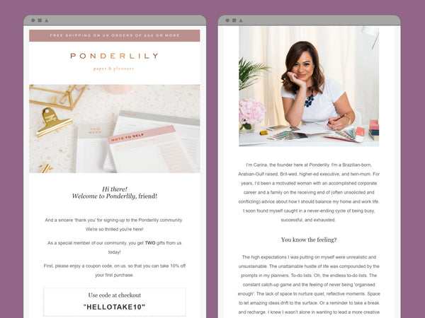 Welcome Email Examples - Ponderlily