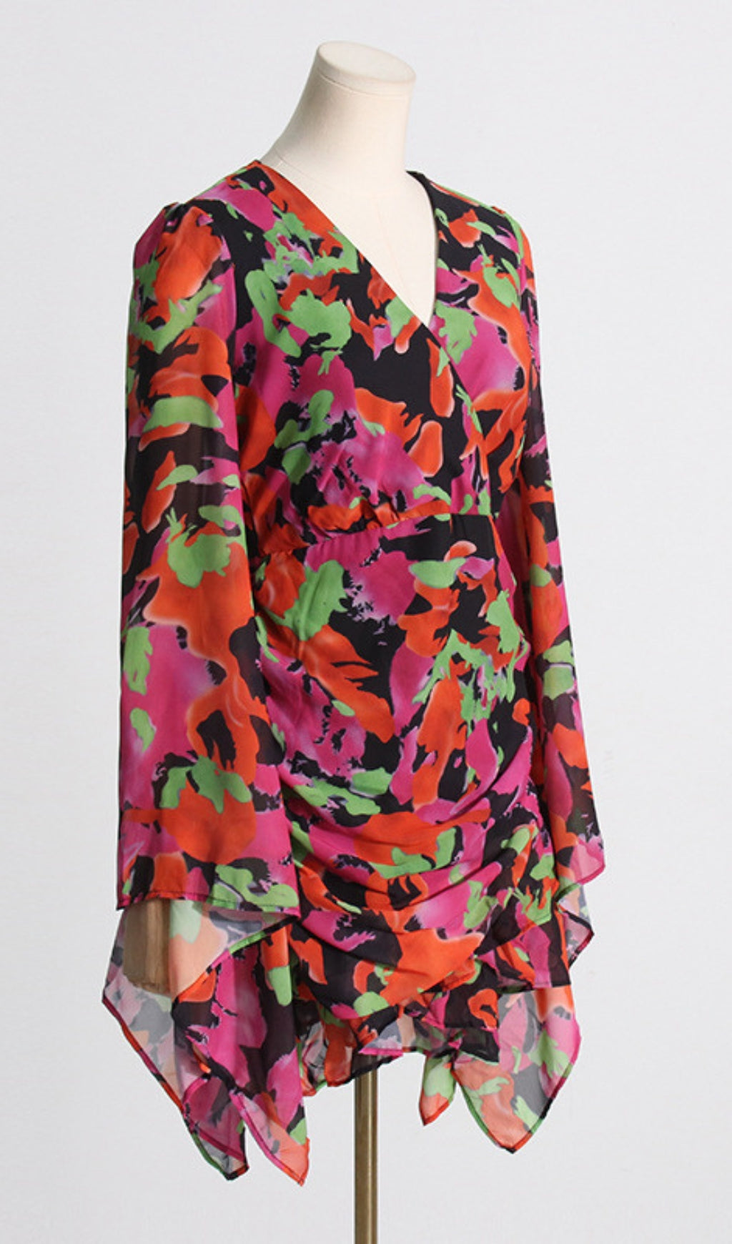 PRINTED RUFFLE MESH DRESS - Image 7