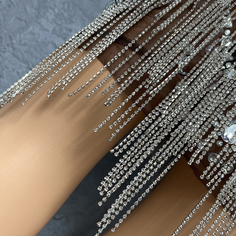 EMBELLISHED FRINGE MESH DRESS - Image 9