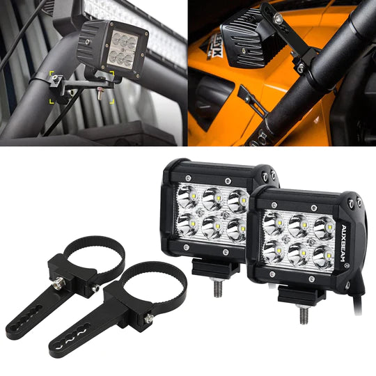 Auxbeam 2Pcs 4 18W CREE LED Work Light bar Flood beam 60 degree