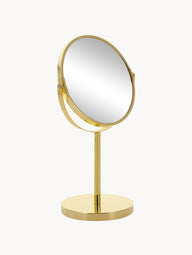 Round classic cosmetic mirror with magnification and metal base