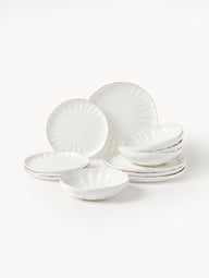 Sali tableware set with relief, 4 people (12 pieces)