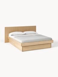 Sato wooden bed with storage space and headboard