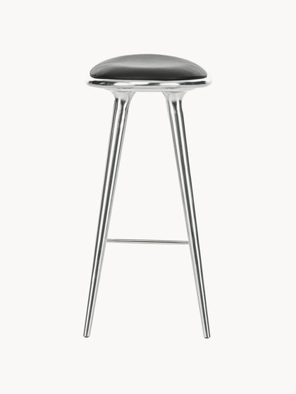 Banco alto em alumínio e couro High Stool