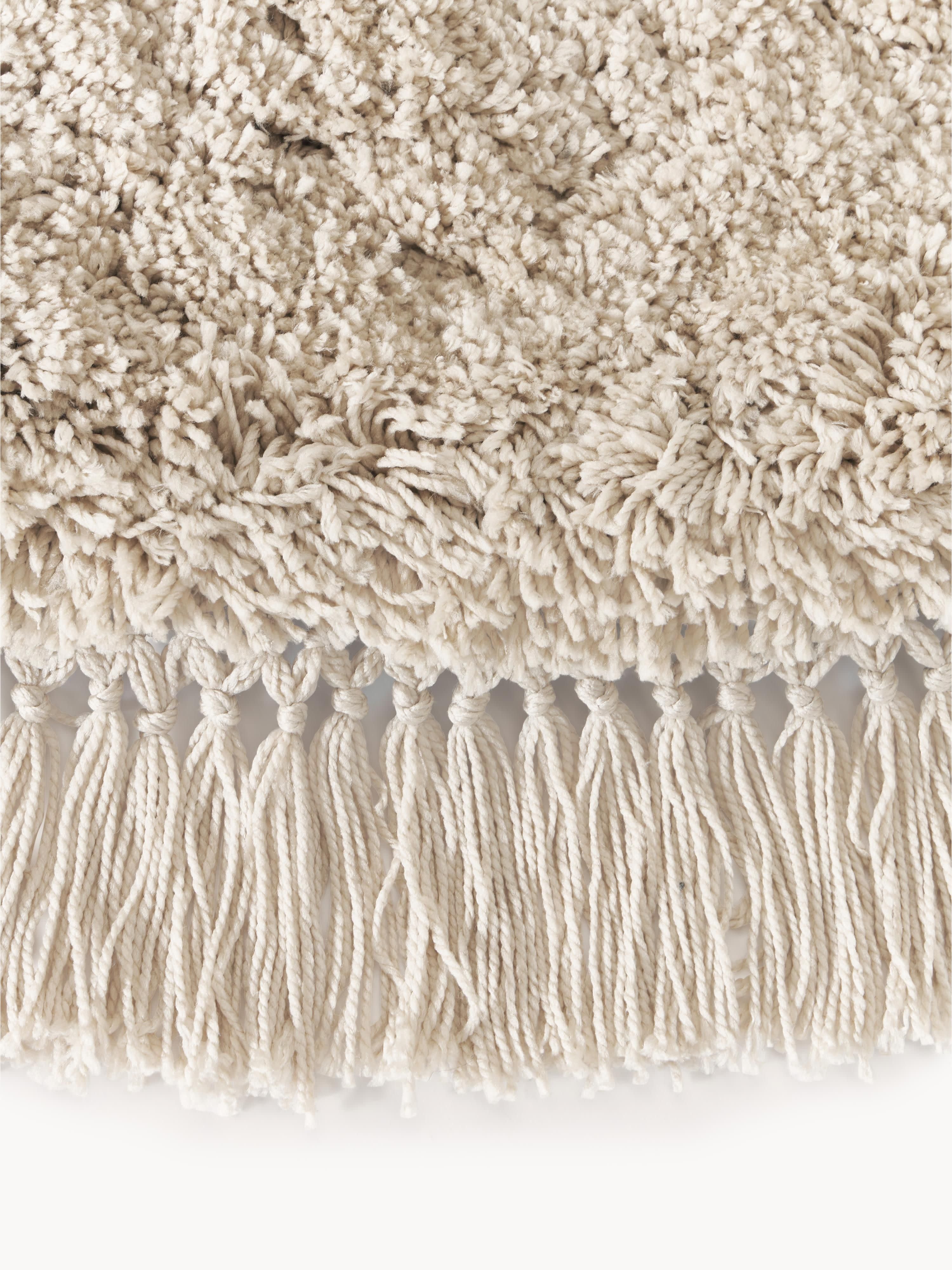 Flauschiger runder Hochflor-Teppich Dreamy mit Fransen Ø 120 cm (Größe S)