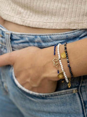 Handmade Silver Bracelet Third Eye Chakra with Lapis Lazuli