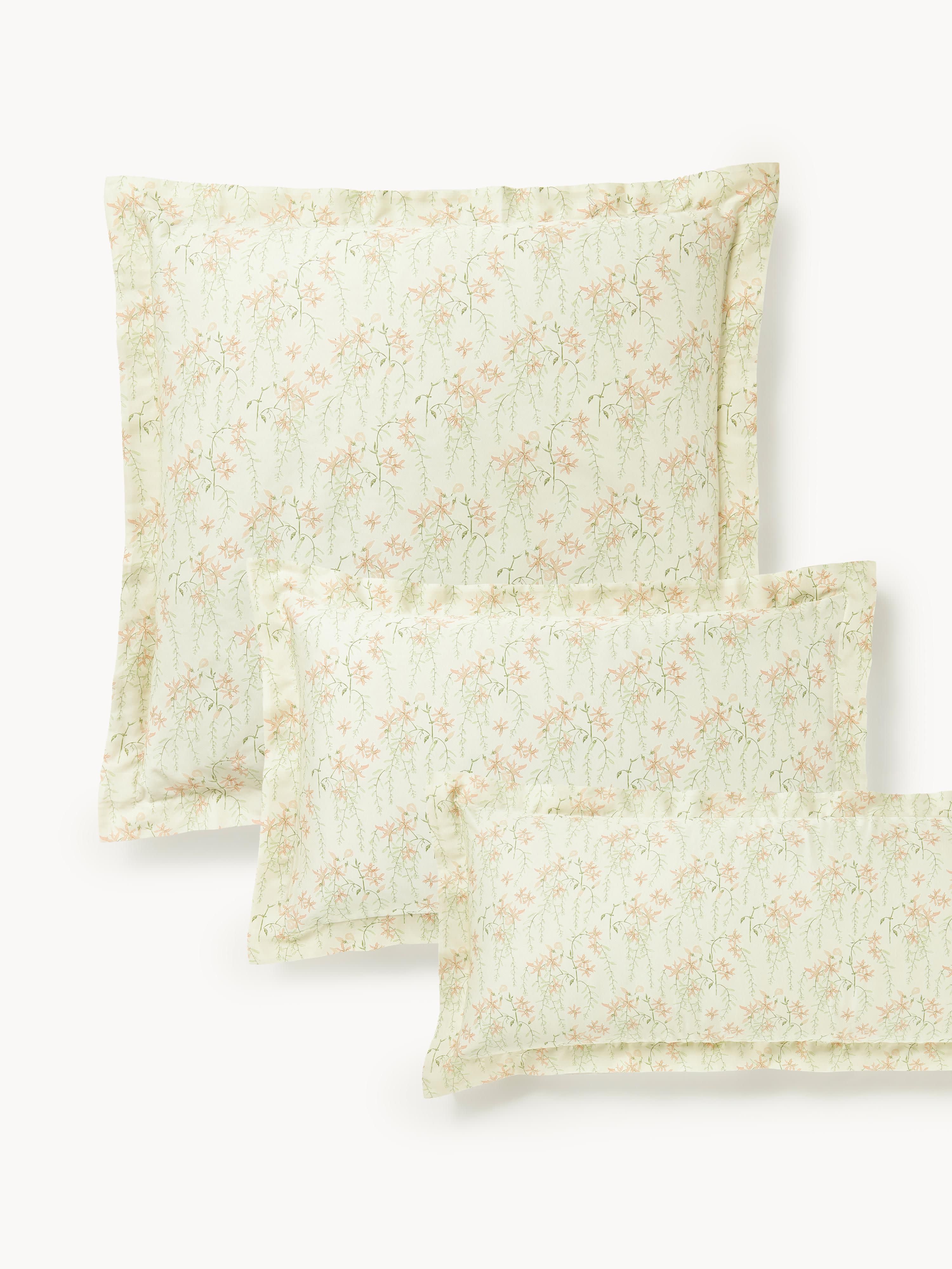 Baumwollsatin-Kopfkissenbezug Leticia mit Blumen-Print