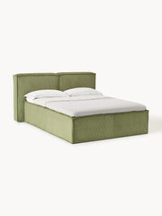 Cama boxspring em bombazina Lennon