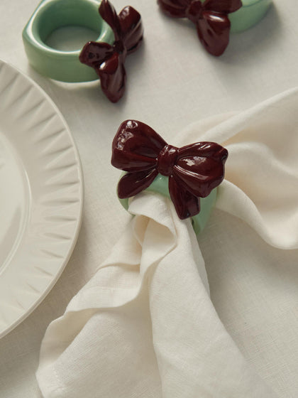 Gallery image 2 - Porcelain Napkin Rings Bow, Set of 4