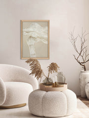 Hand-Painted Framed Canvas Print Art Shape 1, various sizes, Beige
