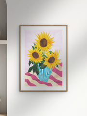 Framed Digital Print Sunflowers, Colorful