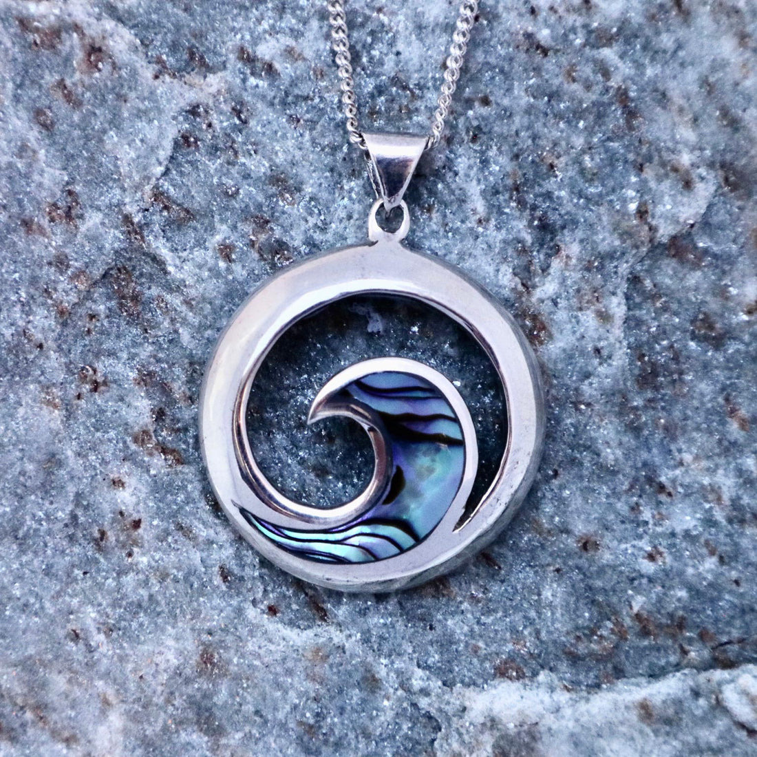 Paua Shell Koru Pendant Necklace | The Gift Centre Queenstown