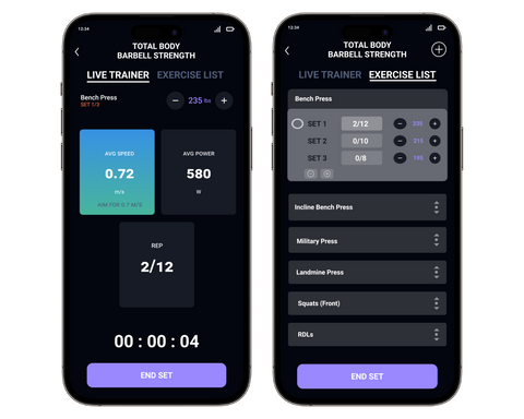 Calibrex dual view live trainer & setting vbt target speeds on app